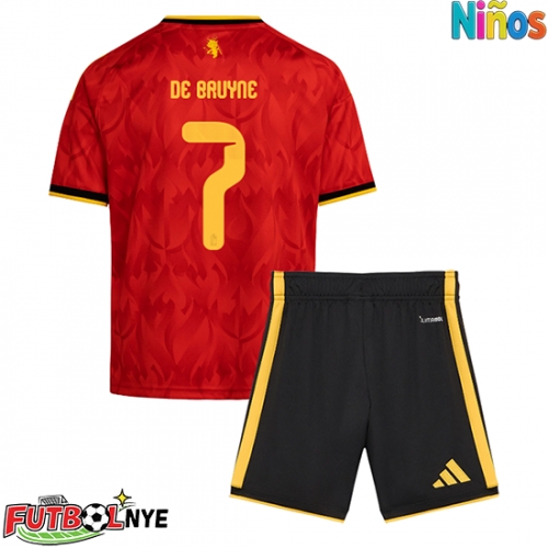 Camiseta Bélgica Kevin De Bruyne #7 Primera Equipación para niños Mundial 2026 manga corta (+ pantalones cortos)